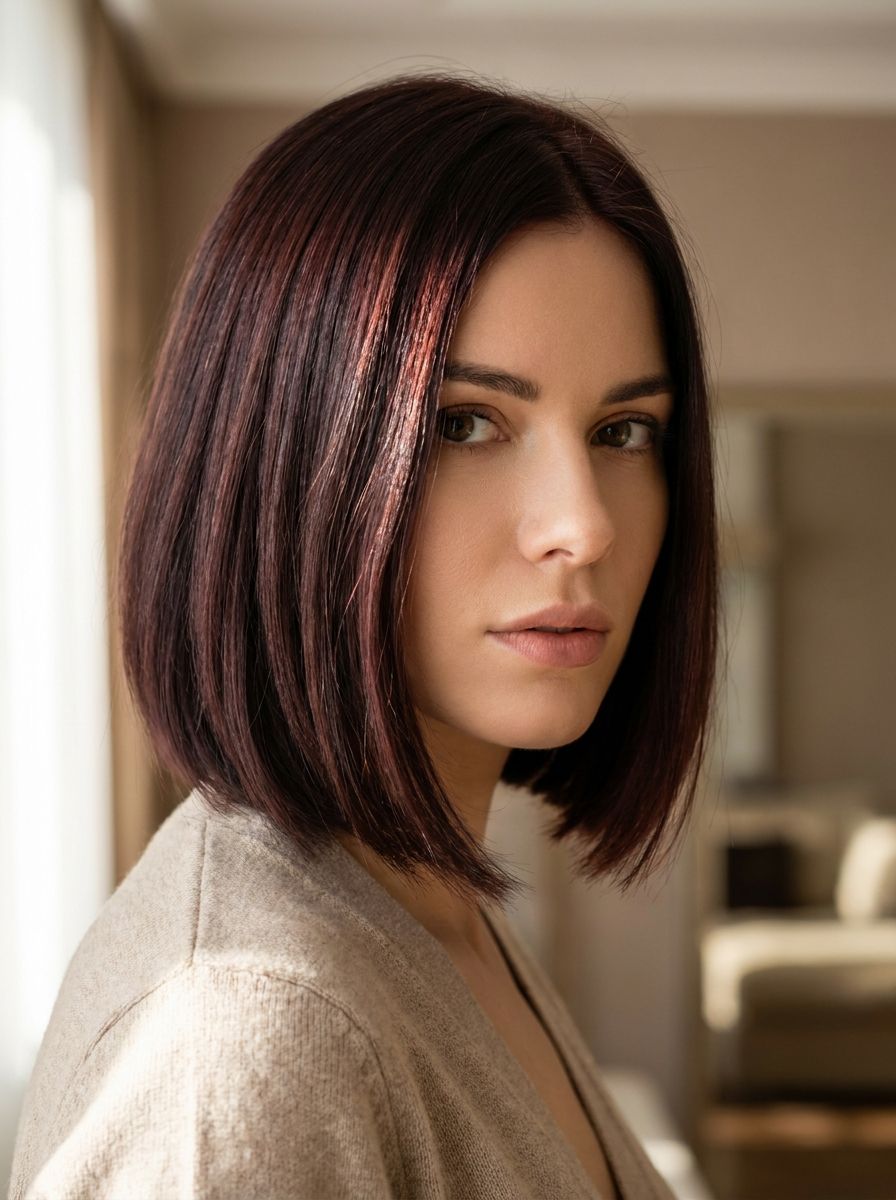 Mahagoni Braun auf einem kurzen Schnitt - Haarfarben Ideen für kurze Haare